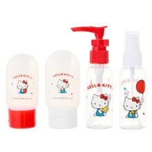 MINISO名创优品Hello Kitty便携旅行套装，瓶身印有经典Hello Kitty图案。套装组合实用贴心，可用于分配洗发水、沐浴露、乳液等，适合飞机、高铁等出行场景。精致女生旅途必备，保持精致。(4件套) - 紅白色 - 查看 8