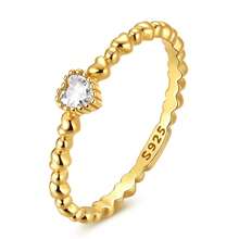 Exquisite Style Inlaid White Zirconia Heart Shape Ring For Women Gold Plated 925 Sterling Silver Fine Jewelry Symbol Of Love And Protection Gift For Her