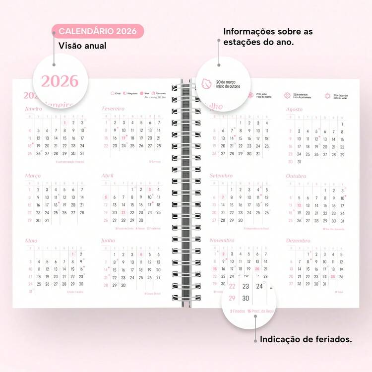 iscool Daily Planner Plus 2025 Floral Monogram Initial Letter J - 白色和粉紅色 - 查看 7