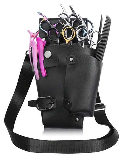 1pc Professional Hairdressing Tool Storage Waist Bag/Sling Bag, Hairstylist Specific Scissors, Combs, Clips, Dye Tools Storage Bag, PU Leather Salon Barber Shop Home Use Storage Pouch