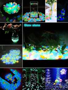 1000/800/500/300/100pcs Glow In The Dark Pebbles, Solar Powered Decorative Stones For Outdoor Pathways, Gardens, Swimming Pools, DIY Crafts, Aquarium Decor, Planters And Fish Tanks - Multicolor - View 8