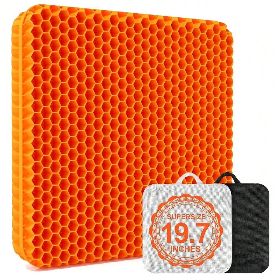 19.7" Gel Seat Cushion, Super Large & Thick Office Chair Cushion For Long Sitting - Back Hip Tailbone Pain Relief Cushion, Egg Seat Cushion Desk Chair Pads For Cars Wheelchair - Fits Up To 350 Lbs-222684 - 橙色XXL最大較厚 - 查看 1