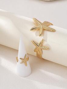 1 Set Minimalist Geometric Line Adjustable Bangle & Ring Set, Fashion Jewelry For Women