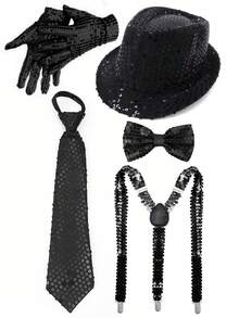 D EXCEED 1/4/5 件 70 年代 80 年代迪斯科和 Y2K 风格亮片手套，男女皆宜 - 非常适合复古角色扮演、迪斯科主题派对和 Y2K 狂欢聚会 - 彩色 - 查看 33