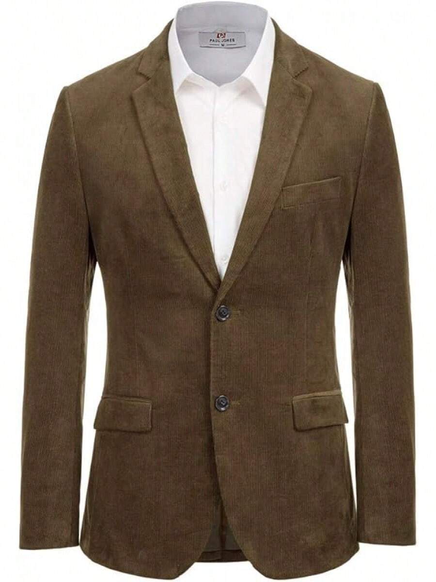 Mens Corduroy Jackets Two Button Casual Sports CoatChristmas 3ZEG - cà phê - Xem 1