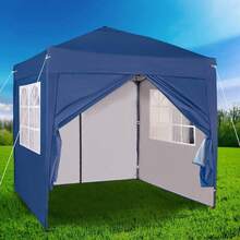 MCC Direct Pop-Up Gazebo 2m X 2m With Sides Silver Protective Layer Waterproof Marquee Canopy WS - Blue - View 4