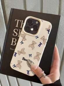 1pc Customized Phone Case With Personalized Text, Cute & Fashionable Bow & Teddy Bear Design, Compatible With Samsung Galaxy S23 Ultra/S24 Ultra/A54, Redmi Note 13 Pro Plus/Redmi 9A/10C, 17 Pro Max/6 Pro Max/15 Pro/14 Plus/13 Pro/12 Pro Max/11/Xs Max, Anti-Fall, Anti-Fingerprint, Durable, Elegant, High-Quality, Best Gift For Friends, Parents, Boyfriend, Girlfriend