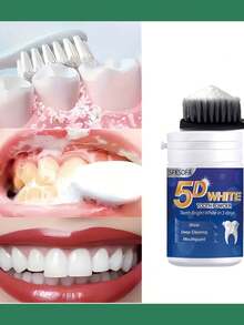 5D美白科技！3天亮白，深层清洁，保护牙龈，牙粉