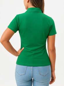 Baby Look Women's Polo Neck Piquet Premium - 綠色 - 查看 2