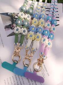 2026新年礼物斜挎手机挂绳，情人节针织挂绳，雏菊马尾辫设计，手工编织，ins风，户外旅行，徒步，防丢，耐用 - 彩色 - 查看 10