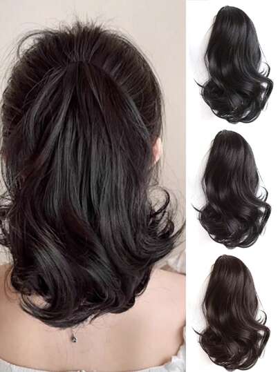 合成马尾假发，短款哑光夹式自然假发，长款假发，日常佩戴发饰，时尚发爪夹，秋季配饰，秋季发夹，冬季配饰，度假装扮，女士夏季沙滩发饰