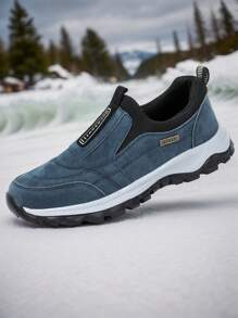 Men's Leather Sports Shoes Are Comfortable, Soft, Lightweight, Elastic, Color Blocked, Lace Up, Wear-Resistant, Low Cut, Men's Breathable, Casual Shoes, Competition Shoes, Outdoor Water Sports, Fashionable Blue, Black, Red, Khaki, Gray, White, Casual Shoes, Men's Running Shoes, Board Shoes - Blue - View 2