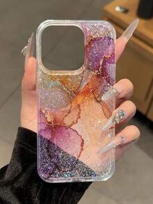 高级 IMD 闪光渐变光面花卉彩绘防震手机壳适用于 16/11/16pro/16plus/16promax/16e/15Promax/13/14/12/XS/XR/7G/8P，高级闪光渐变光面手机壳适用于 15Promax，新款 14 防摔 13 男女款 12/11 超薄磨砂 14promax/11/14/13/Premium Plus 极简 15 柔软硅胶防震手机保护壳防水防刮 - 彩色 - 查看 3