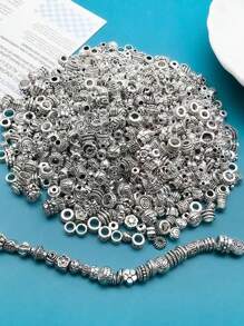 50/200pcs Mixed Spacer Beads Set DIY Jewelry - Zinc Alloy, Fashionable Textured Metal Design, Suitable For Necklaces, Bracelets And Rings