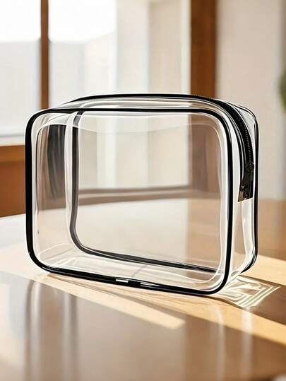 3pcs/Set High Quality PVC Makeup Bag, Suitable For Women And Girls, Large Capacity Travel Toiletry Organizer Bag With Zipper Closure, Lightweight, Fade-Resistant And Easy To Clean, Transparent PVC Makeup Bag, Beauty Products Storage Bag, Large Plastic Tote Travel Makeup Bag, Waterproof Handbag, Outdoor Travel Business Waterproof Dustproof Toiletry Cosmetic Organizer Bag, Gift, Convenient Waterproof Zipper Plastic Bag Toiletry Bag Make Up Bag