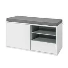 SoBuy FSR37-W, Hallway Shoe Cabinet Shoe Rack, Shoe Storage Bench With Removable Seat Cushion - 白色 - 查看 4