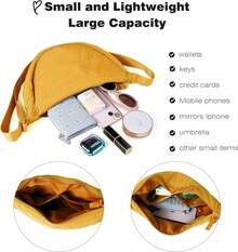 Nylon Crescent Crossbody Bag For Women Men Fanny Pack Small Travel Sling Bag - Màu vàng - Xem 3