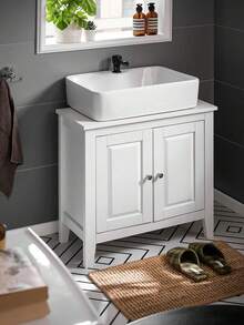 SoBuy FRG202-, Grey Under Sink Bathroom Storage Cabinet With Doors, 60x30x62cm Home Bathroom Decor Bathroom Organizer Summer Bathroom Accessories - White - View 1