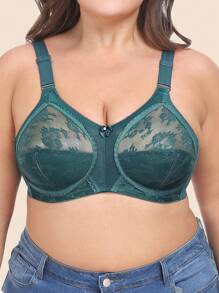 1pc Women's Ultra-Thin Lace Bra, Breathable Sexy Minimalist Style Plus Size Bra For Sleeping, Home, Office, Outdoor Wear, Lift