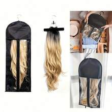 6 Stücke/3 Stücke/1 Stück extra lange Perücken Ständer Aufbewahrungstaschen mit Aufhängehaken - Klares Frontfenster, robuste Kunststoff Perücken Reisekoffern mit Reißverschluss für lange Perücken, Pferdeschwänze, Hochsteckfrisuren, Haarverlängerungen - Salon & Zuhause Organizer, Perücken Zubehör, transparentes Fensterdesign, faltbares Design