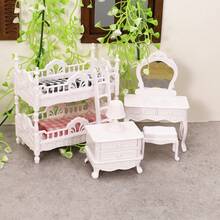 1pc White/Pink/Brown Color Makeup Vanity And Nightstand Boxed Set, Mini Colored Furniture Playset, Mini Colored Vanity, Mini Furniture Model, Mini Vanity, Vanity Model, Dollhouse Decor, Pretend Play Toy, Miniature Model, Photography Prop, Realistic Furniture Model, Plastic Toy - Multicolor - View 2