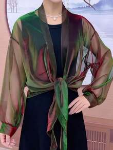 1 Khăn choàng thời trang mới cho nữ, khăn choàng voan chống nắng mùa hè nhẹ, thoáng khí và thoải mái, kiểu dáng ngắn để mặc - Nhiều màu - Xem 11