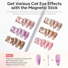 Cat Eye Gel Nail Polish Set, 6 Colors 9D Glassy Cat Eye Glitter Gel Polish Black Red Purple Blue Silver Brown Nail Polish All Seasons With Magnet Soak Off Led DIY Salon Gift-842643 - A1-CozyGlow貓眼 - 查看 3