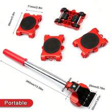 5-Piece Upgraded Durable Furniture Moving Slider Set - Heavy-Duty Portable Roller Base Tool For Single-Person Operation | Effortless Large Item Mover For Refrigerators, Sofas & Cabinets - Labor-Saving Floor Protection Design For Home, Office & Apartment Relocation