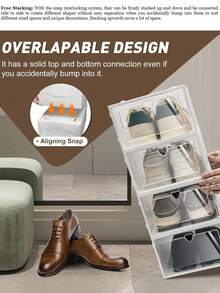 12pcs Transparent Plastic Shoe Storage Boxes, Foldable, Flip-Top, Under Bed Shoe Boxes, Moisture-Proof And Dust-Proof - Multicolor - View 3