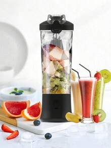 1 pieza Licuadora Portátil Recargable 20oz - Batidos Jugos y Bebidas | Batería Litio Duradera | Base Antideslizante | Vaso ABS Resistente | Ideal Viajes Hogar y Gimnasio | Fácil Limpieza | Incluye Botella para Viaje - Multicolor - Ver 4