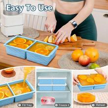 Silicone Freezer Tray For Soup With Lid - 2 Cup Soup Freezer Container Molds - Extra Large Ice Cube Tray - Silicone Freezer Food Molds For Freezing & Storing Soup, Sauce, Broth, Leftovers (2 Pack)-167239 - LightBlue - Xem 8