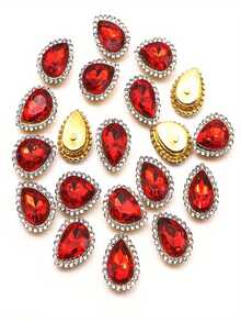 10/30/50pcs Multi-Color Teardrop Rhinestones, Gold Metal Base, Shiny Acrylic Gems, Suitable For DIY Crafts, Clothing And Wedding Decorations - Multicolor - View 12