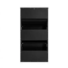 SoBuy 3 Flip-Drawers Shoe Cabinet Shoe Rack Shoe Storage Cupboard Light Grey W61 X D26 X H120cm FSR165-H-HG - Black - View 6