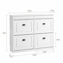 SoBuy Shoe Cabinet With 4 Flaps, Shoe Rack, Shoe Tipper With 8 Storage Compartments, Shoe Chest, Shoe Storage, White, BHT Approx. 105x82x24cm, FSR79-W - 黑與白 - 查看 3