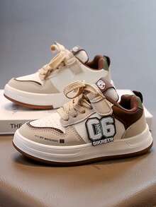 Children's Leather Upper Sports Shoes, New Styles For Spring And Autumn. Low-Top Hook And Loop Sneakers For Girls, Korean-Style Casual Sports Shoes For Boys