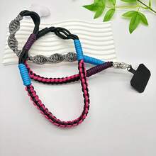 带花边绳的长挂绳手机带、可调节斜挎电话线、手工编织防丢失手机带、通用女士手机链、带系绳的手机腕带、尼龙手机腕带 - 彩色 - 查看 9