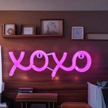 XOXO LED Neon Sign Light, Battery Or USB Powered, Decorative Fairy Night Light For Party, Holiday, Birthday, Wedding, Bedroom, Bar - Pink - View 5
