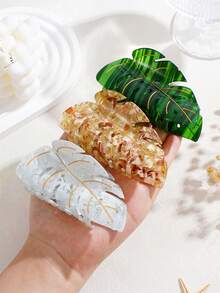 1pc Women's High-End Street Creative Leaf Design Large Hair Claw - Elegant Sweet Versatile Acrylic Hair Clip - Non-Slip Strong Fashion Headpiece - Suitable For Thick, Dense Hair - Suitable For Holidays, Parties, Daily Use And Gifts Hair Accessories Fashion Hair Claw Clips Autumn Accessories Fall Hair Clutch Winter Accessories - Multicolor - View 4