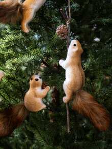 4pcs Christmas Tree Squirrel Hanging Ornaments, Realistic Squirrel Pendant Decor, Christmas Tree Decoration, DIY Fairy Garden Home Decor, Christmas Room Decoration, Holiday Centerpiece Party Decoration, New Year, Living Room, Bar, Cafe, Gift For Couples Christmas Gift - Multicolor - View 9