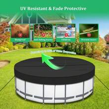 Cubierta de piscina de 8 pies, cubierta circular para piscinas elevadas, resistente al agua Oxford 420D, perfecta para mantener la piscina limpia
