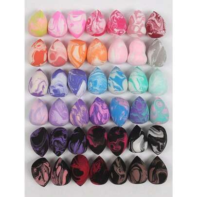 50pcs/Set Makeup Sponges, Makeup Blenders, Non-Latex Makeup Sponge Suitable For Loose Powder, Liquid, Cream And Foundation, Soft And Skin-Friendly, Suitable For Cream And Powder Cosmetics, Latex-Free, Can Be Used Wet Or Dry, Professional Makeup Sponges, Super Soft Concealer Sponges