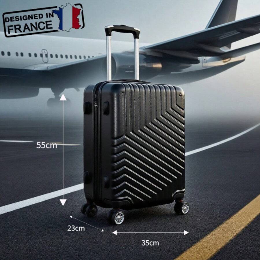 20-Inch Suitcase Carry-On Luggage, ABS Material, Expandable Design, Large Capacity, Multi-Color Options, Quality Assured, Waterproof, Scratch-Resistant, Silent Wheels, Password Lock, 1-Year Warranty, Suitable For Budget Airlines - Hitam - View 1