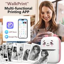 1Pc Mini Printer, For IOS&Android Wireless Pocket Printer Smart Portable For Inkless Printer & Clear Printing For Study Notes!Label,Notes,Memo,Photos
