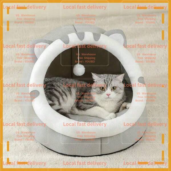 Local Devery-YOUBEI-Super Cat Bed Warm Pet House Kitten Cave Cushion Cat House Warm Sleeping Dog Basket Tent Small Dog Mat Suppes Bed For Cats
