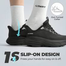 Women's Slip On Walking Shoes Hands-Free Cushion Running Tennis Non-Slip Comfortable Gym Workout Athletic Breathable Fashion Sneakers SwiftLite - 黑色 - 查看 4