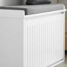 SoBuy Hallway Shoe Bench Shoe Rack Shoe Cabinet With Seat Cushion And Flip-Drawer Black W62 X D26 X H46cm FSR98-SCH - White - View 10