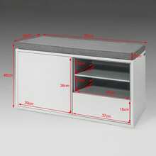 SoBuy FSR37-W, Hallway Shoe Cabinet Shoe Rack, Shoe Storage Bench With Removable Seat Cushion - 白色 - 查看 2