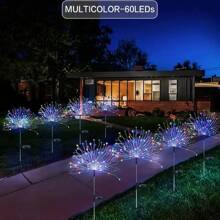 1 pièce Lumières de feux d'artifice de jardin solaires extérieures étanches 60/90/120/180/360/420 LED scintillantes Lumières solaires pour l'extérieur, patio, cour, allée, chemin, décorations (Coloré)