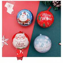 6/9pcs Makou Tin Ball Shaped Creative Christmas Elf Ball, Cute Gift Box With Iron Box, Reusable Metal Storage Jar And Christmas Tree Decoration Pendant, Suitable For Mini Christmas Items And Christmas Gift Packaging For Small Gifts, Wedding Iron Box, Kindergarten Candy Box, Iron Box, Christmas Eve Decoration (Style Random) Home Decor Christmas Decorations Room Decor