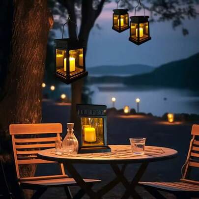 1Pc Outdoor Solar Small Candle Palace Light Warm Yellow Light Garden Decoration Festive Party Atmosphere Light